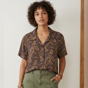 URBAN OUTFITTERS Paisley Button Up Shirt M 20.5” p2p Purple Multi NWOT